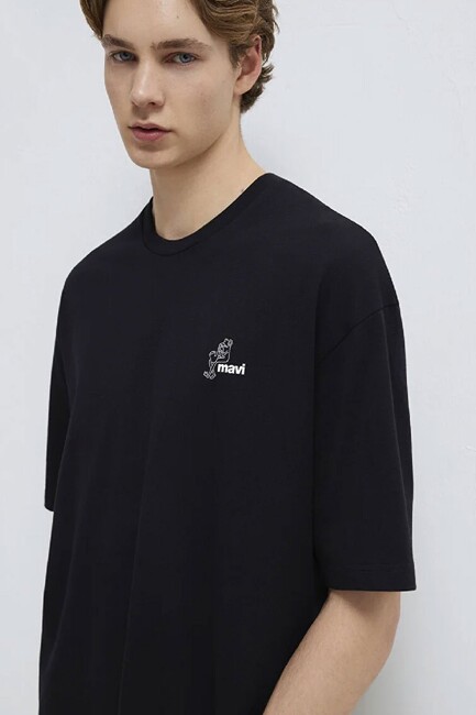 Erkek Mavi Logo Tişört 0613179-900 Siyah (1)