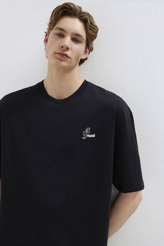 Erkek Mavi Logo Tişört 0613179-900 Siyah 