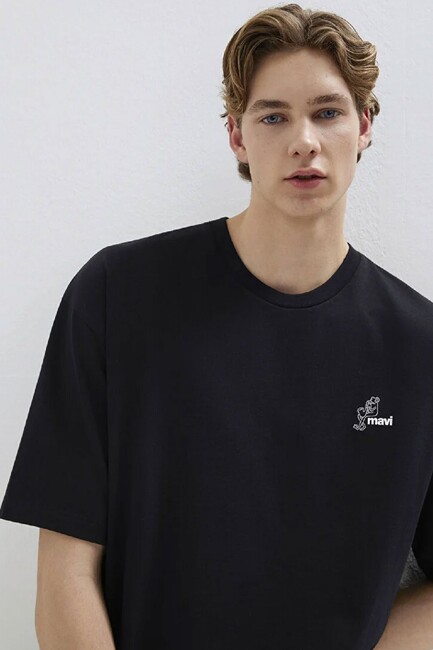 Erkek Mavi Logo Tişört 0613179-900 Siyah (3)