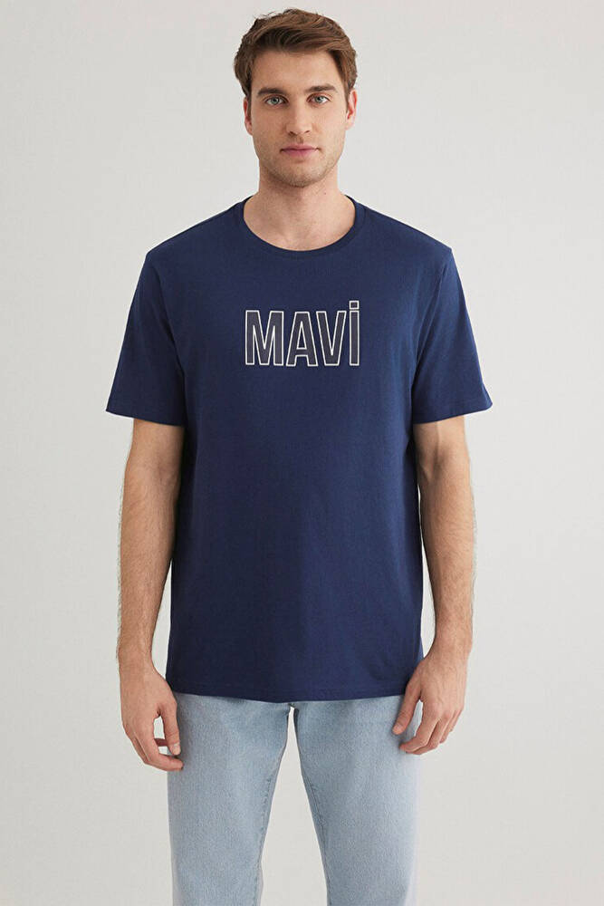 Erkek Mavi Logo Tişört 066842-70758 Lacivert 