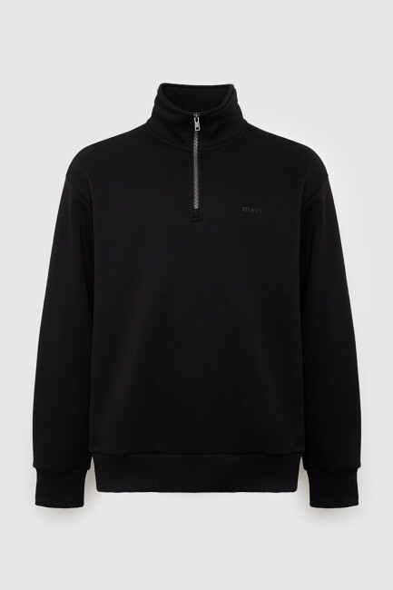 Erkek Mavi Logo Yarım Fermuarlı Sweat 0S10585-900 Siyah - 6
