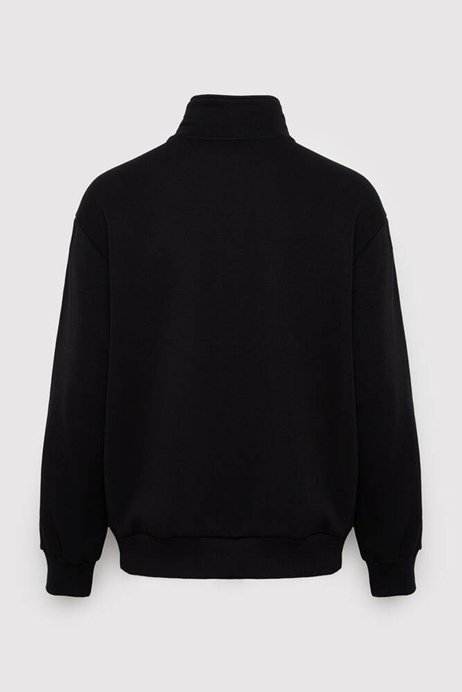 Erkek Mavi Logo Yarım Fermuarlı Sweat 0S10585-900 Siyah - 7