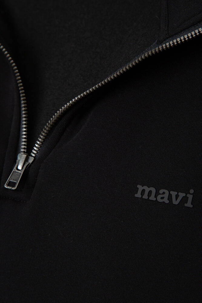 Erkek Mavi Logo Yarım Fermuarlı Sweat 0S10585-900 Siyah - 8