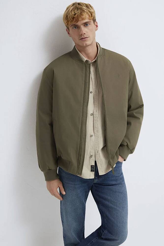 Erkek Mavi Nakışlı Ceket 0110774-87538 Haki 