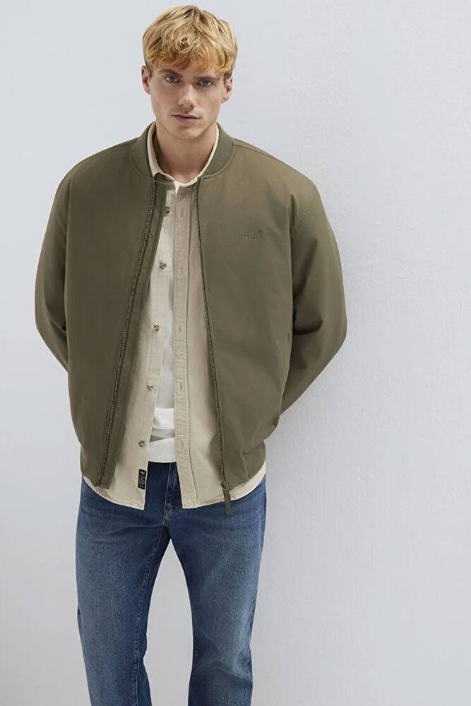 Erkek Mavi Nakışlı Ceket 0110774-87538 Haki 