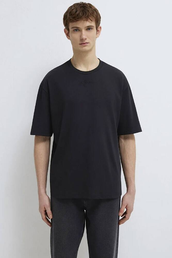 Erkek Mavi Nakışlı Tişört 0613130-900 Siyah 