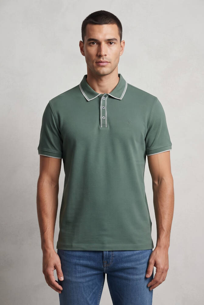 Erkek Merserize Polo Yaka Tişört FSP-1603 Haki  - 1