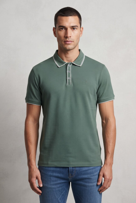 Erkek Merserize Polo Yaka Tişört FSP-1603 Haki 