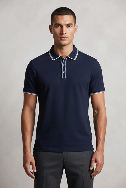 Erkek Merserize Polo Yaka Tişört FSP-1603 Lacivert