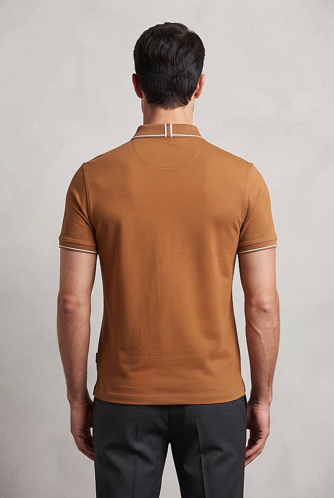 Erkek Merserize Polo Yaka Tişört FSP-1604 Camel  - 2