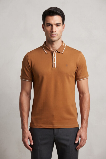Erkek Merserize Polo Yaka Tişört FSP-1604 Camel 
