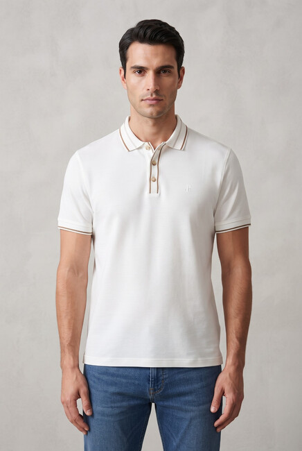 Erkek Merserize Polo Yaka Tişört FSP-1604 Ekru  