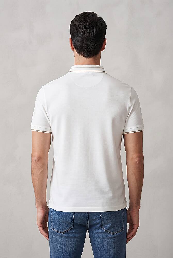 Erkek Merserize Polo Yaka Tişört FSP-1604 Ekru - 2