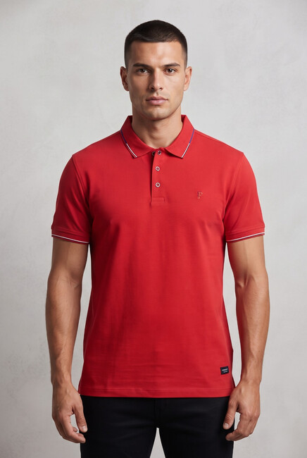 Erkek Merserize Polo Yaka Tişört FSP-1605 Kırmızı
