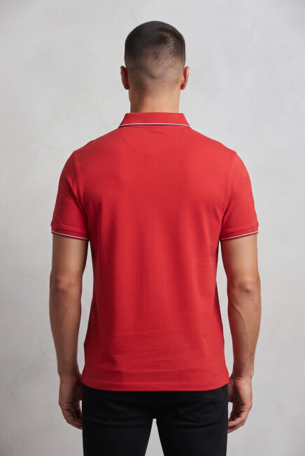 Erkek Merserize Polo Yaka Tişört FSP-1605 Kırmızı  (1)