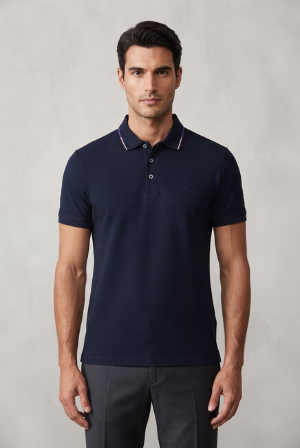 Erkek Merserize Polo Yaka Tişört FSP-1605 Lacivert