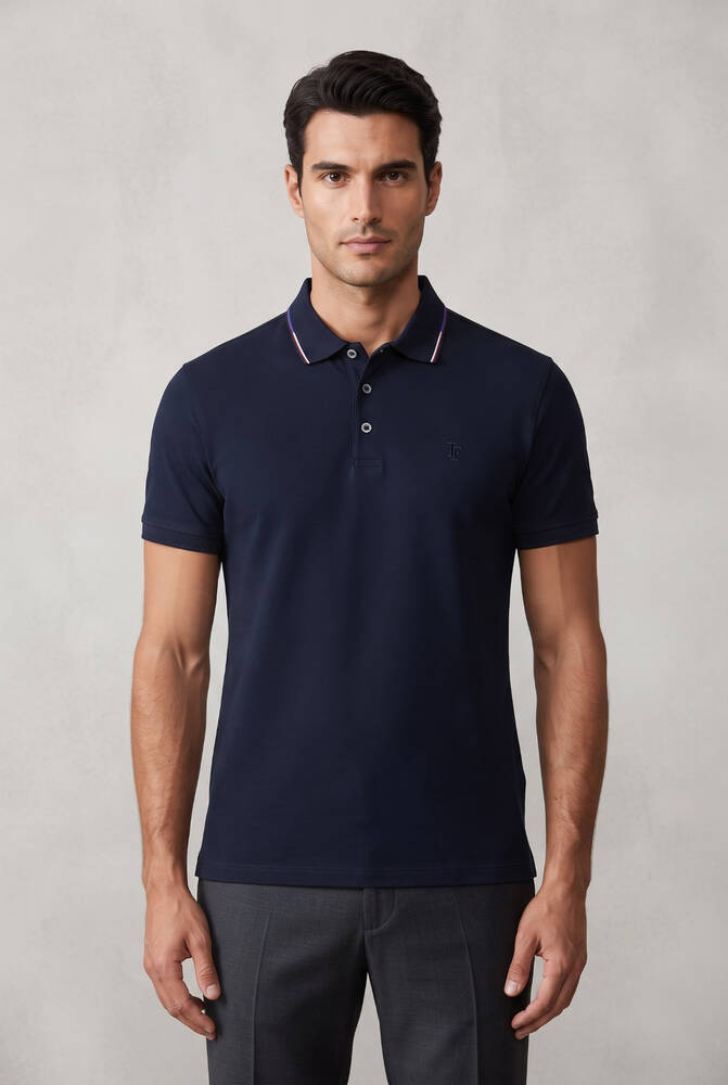 Erkek Merserize Polo Yaka Tişört FSP-1605 Lacivert  - 1