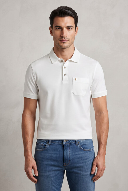 Erkek Merserize Polo Yaka Tişört FSP-1609 Ekru
