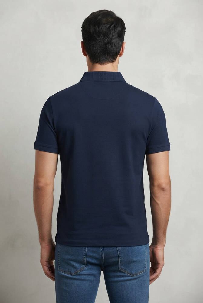Erkek Merserize Polo Yaka Tişört FSP-1609 Lacivert  - 2