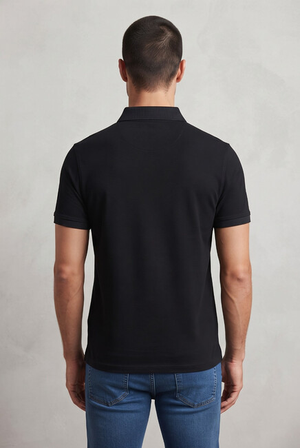 Erkek Merserize Polo Yaka Tişört FSP-1609 Siyah (1)