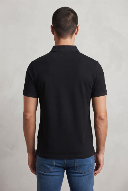 Erkek Merserize Polo Yaka Tişört FSP-1609 Siyah  (1)