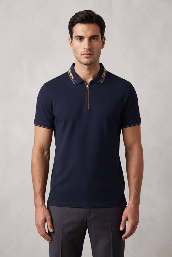 Erkek Merserize Polo Yaka Tişört FSP-1624 Lacivert  - 1