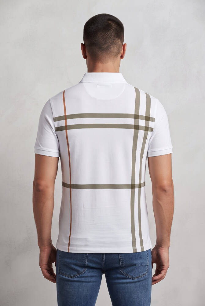 Erkek Merserize Polo Yaka Tişört FSP-1638 Beyaz  - 2