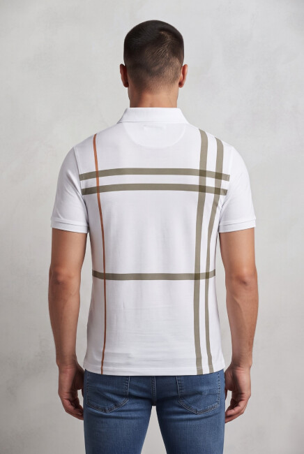 Erkek Merserize Polo Yaka Tişört FSP-1638 Beyaz  (1)