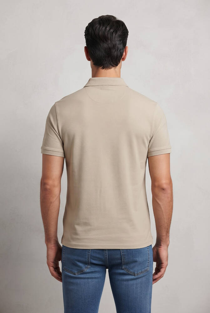 Erkek Merserize Polo Yaka Tişört FSP-6035 Bej  - 2