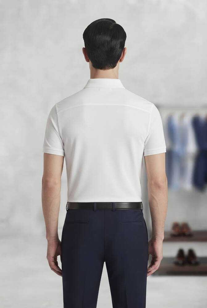 Erkek Merserize Polo Yaka Tişört FSP-6035 Beyaz  - 2