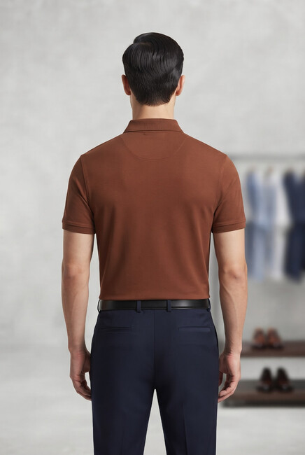 Erkek Merserize Polo Yaka Tişört FSP-6035 Kahve (1)