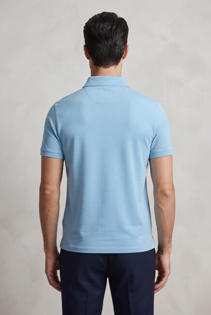 Erkek Merserize Polo Yaka Tişört FSP-6035 Mavi (1)