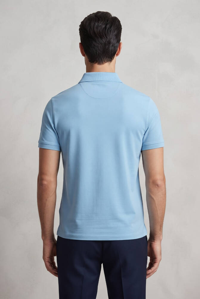 Erkek Merserize Polo Yaka Tişört FSP-6035 Mavi  - 2