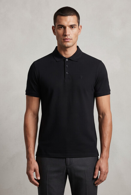 Erkek Merserize Polo Yaka Tişört FSP-6035 Siyah