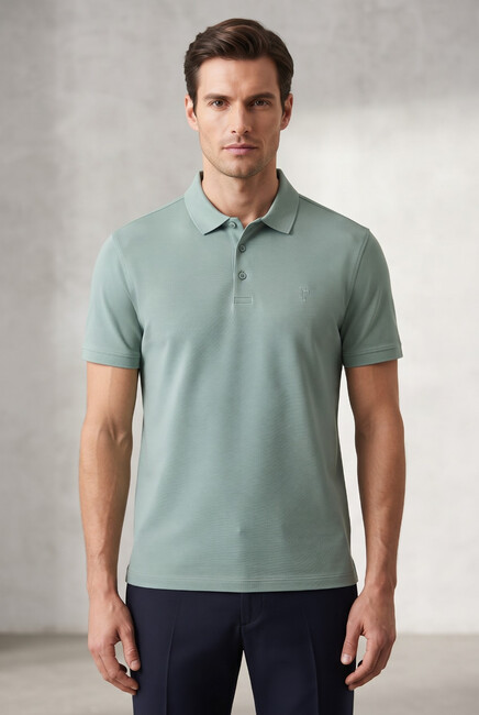 Erkek Merserize Polo Yaka Tişört FSP-6035 Turkuaz
