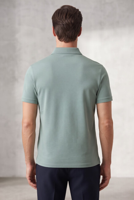 Erkek Merserize Polo Yaka Tişört FSP-6035 Turkuaz  (1)