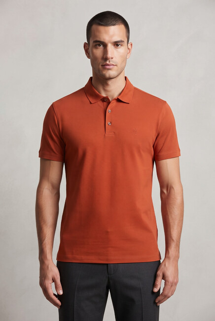 Erkek Merserize Polo Yaka Tişört FSP-6035 Turuncu