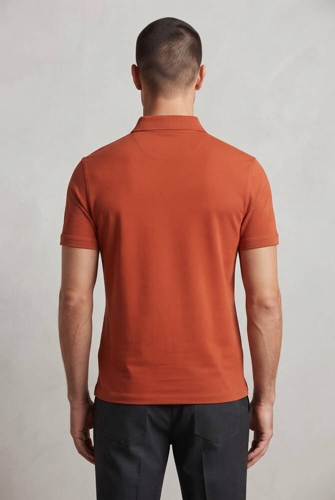Erkek Merserize Polo Yaka Tişört FSP-6035 Turuncu  - 2