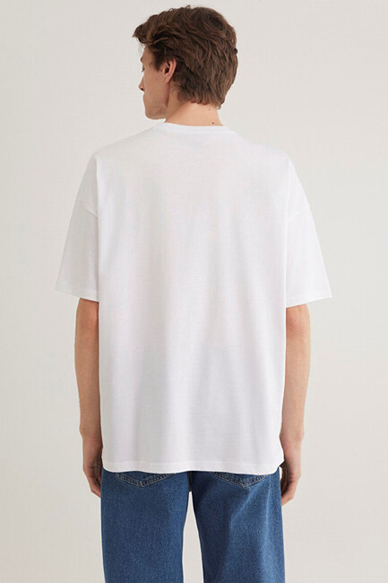 Erkek Miav Baskılı Tişört 0611704-620 Beyaz - Thumbnail