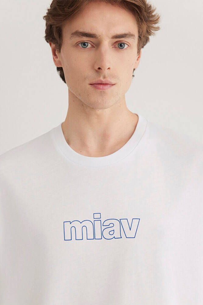 Erkek Miav Baskılı Tişört 0611704-620 Beyaz 