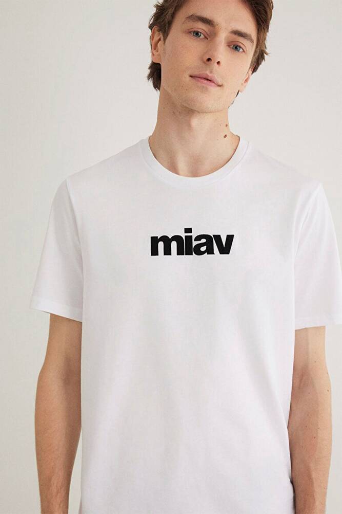 Erkek Miav Baskılı Tişört 067153-602 Beyaz 