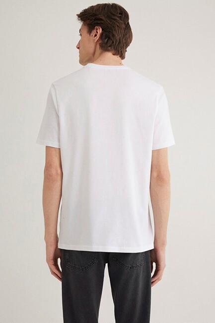 Erkek Miav Baskılı Tişört 067153-602 Beyaz - Thumbnail