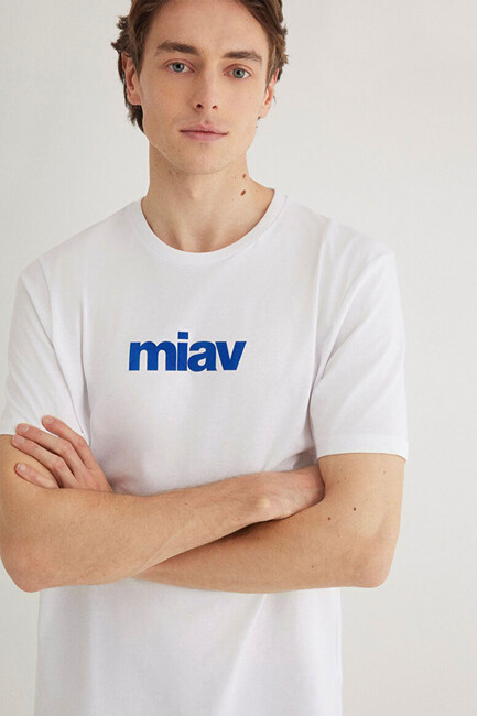 Erkek Miav Baskılı Tişört 067153-620 Beyaz (3)