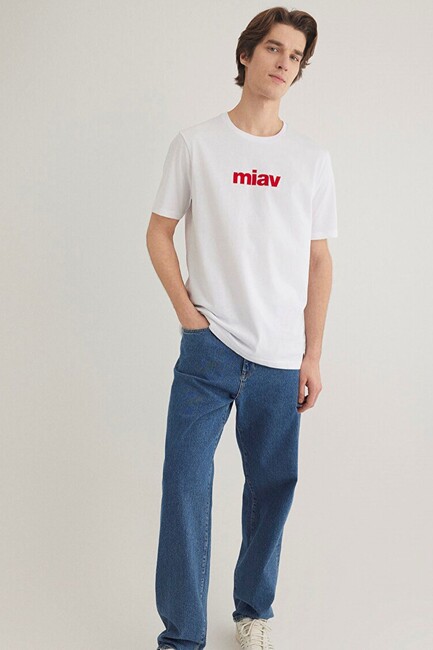 Erkek Miav Baskılı Tişört 067153-622 Beyaz (2)