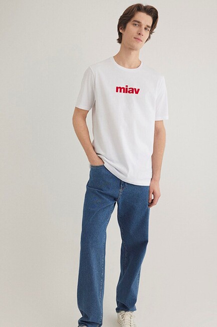 Erkek Miav Baskılı Tişört 067153-622 Beyaz (3)