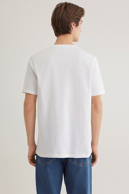Erkek Miav Baskılı Tişört 067153-622 Beyaz - Thumbnail