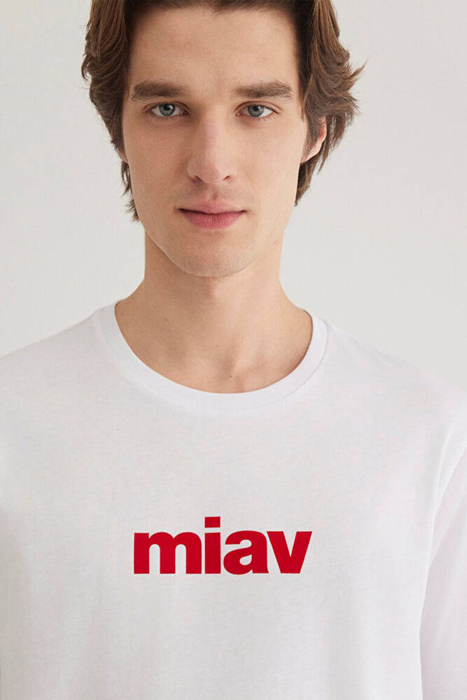 Erkek Miav Baskılı Tişört 067153-622 Beyaz 