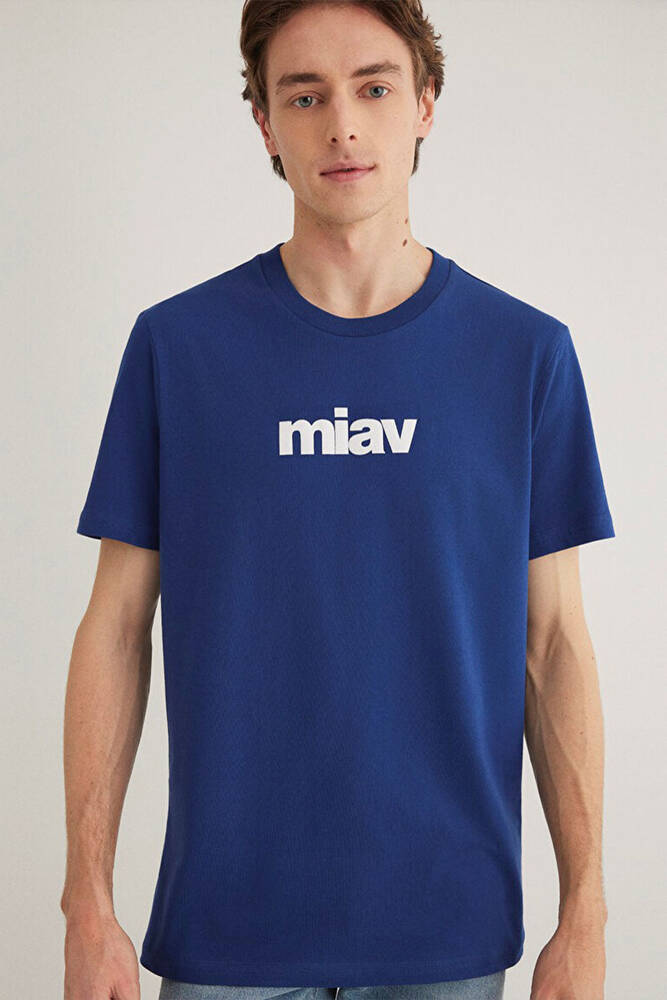Erkek Miav Baskılı Tişört 067153-70722 Lacivert 