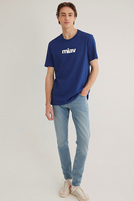 Erkek Miav Baskılı Tişört 067153-70722 Lacivert (2)