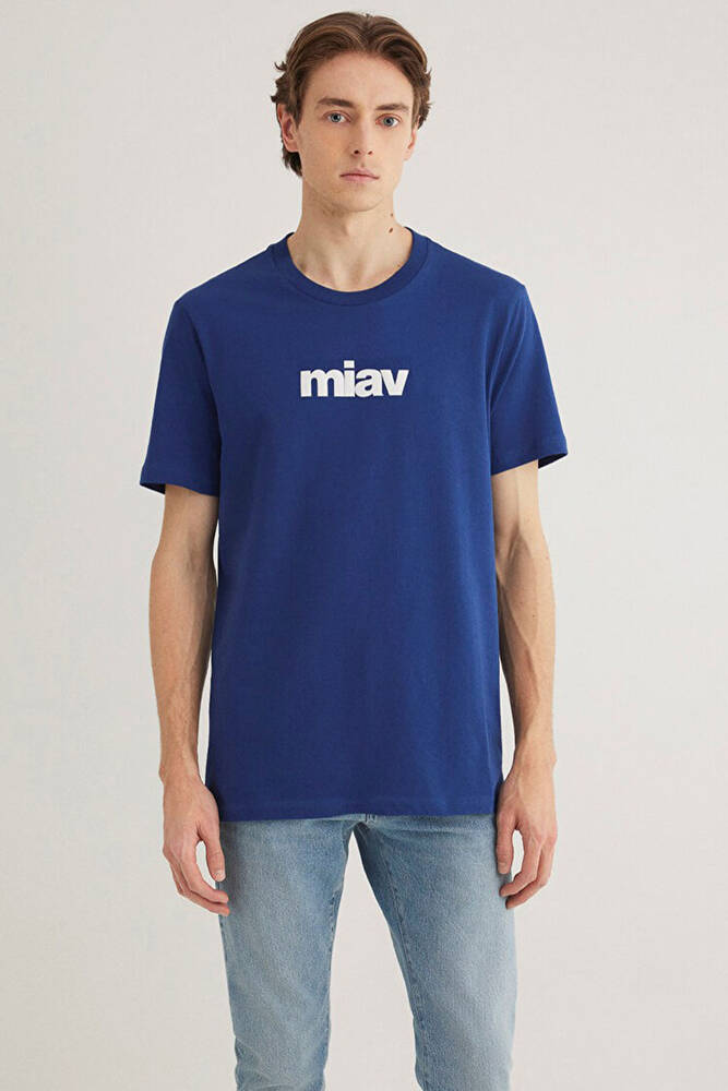 Erkek Miav Baskılı Tişört 067153-70722 Lacivert 